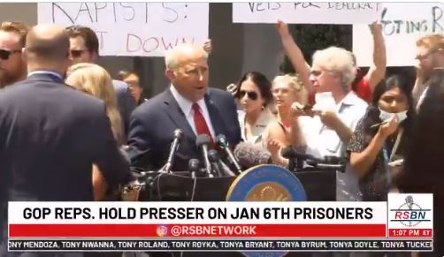 Screaming Leftist Mob SHUTS DOWN Presser by Marjorie Greene and Matt Gaetz on Jan. 6 Political Prisoners (VIDEO) …UPDATE: MSNBC Host Cheers the Assault!