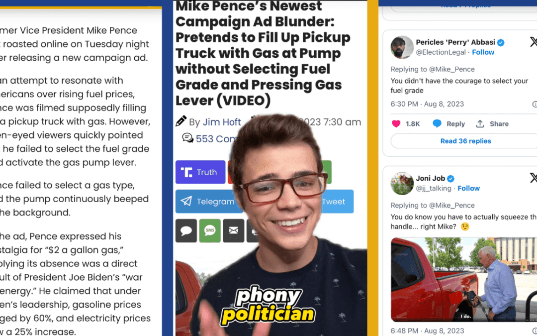 Victor Reacts: Phony Politician Mike Pence Pretends to Pump Gas in New Campaign Video – Gets Mocked on Social Media