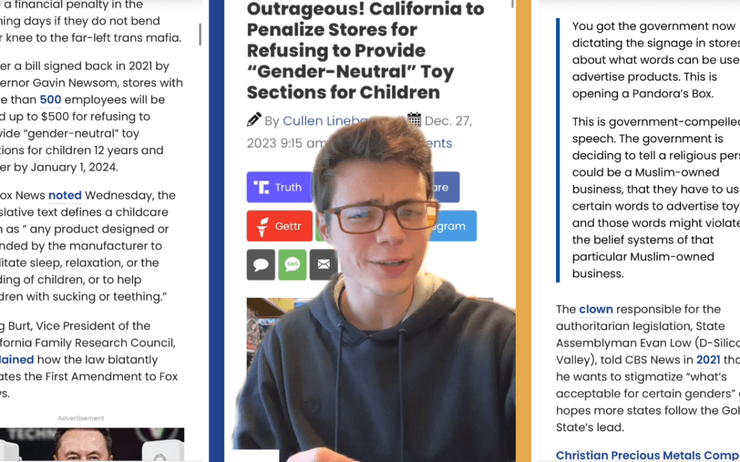 Victor Reacts: Gender Neutral Toys or Else! California Set to Fine Stores (VIDEO)