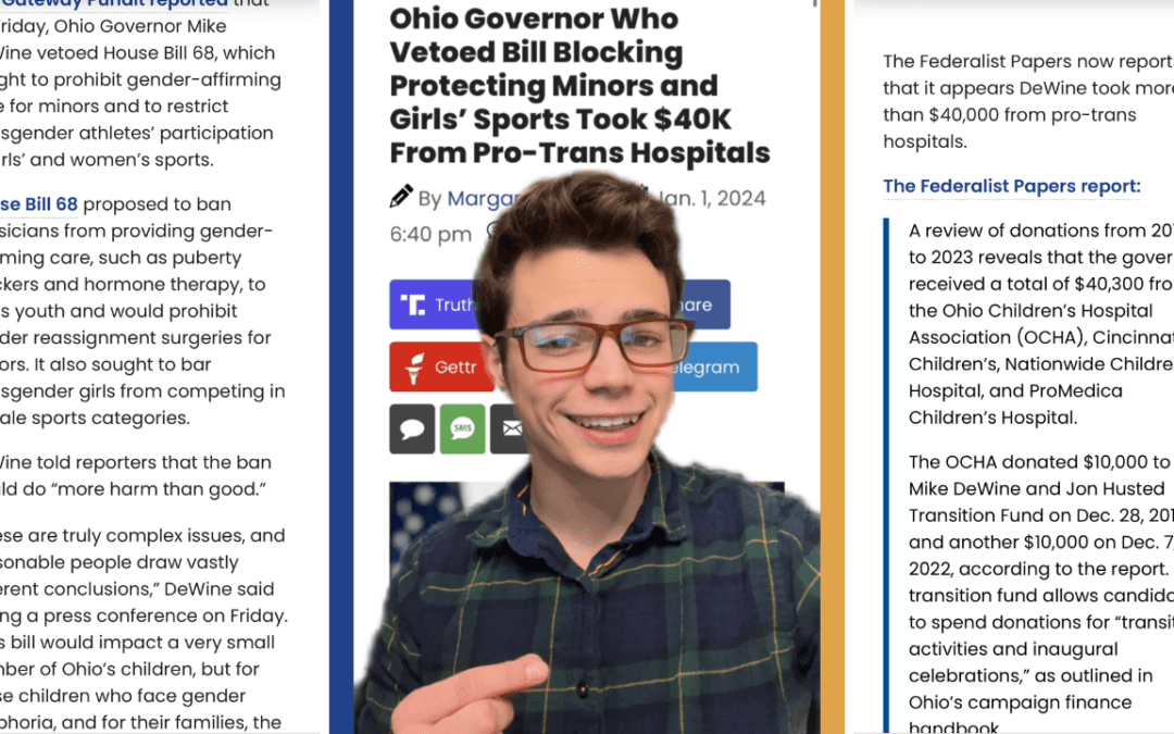 Victor Reacts: Republican Sell Out? DeWine Folded After Getting Thousands From Pro-Trans Hospitals (VIDEO)