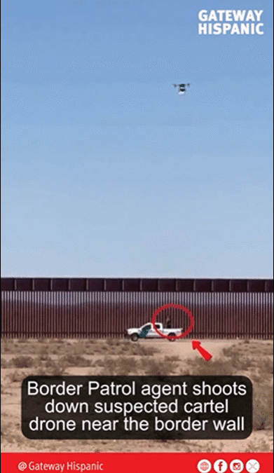 Border Patrol Agent Shoots Down Cartel Drone Near the Border Wall (Attached video)